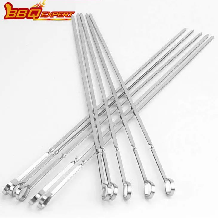 Удебелени плоски пръчици за барбекю в комплект шишове за барбекю от неръждаема стомана